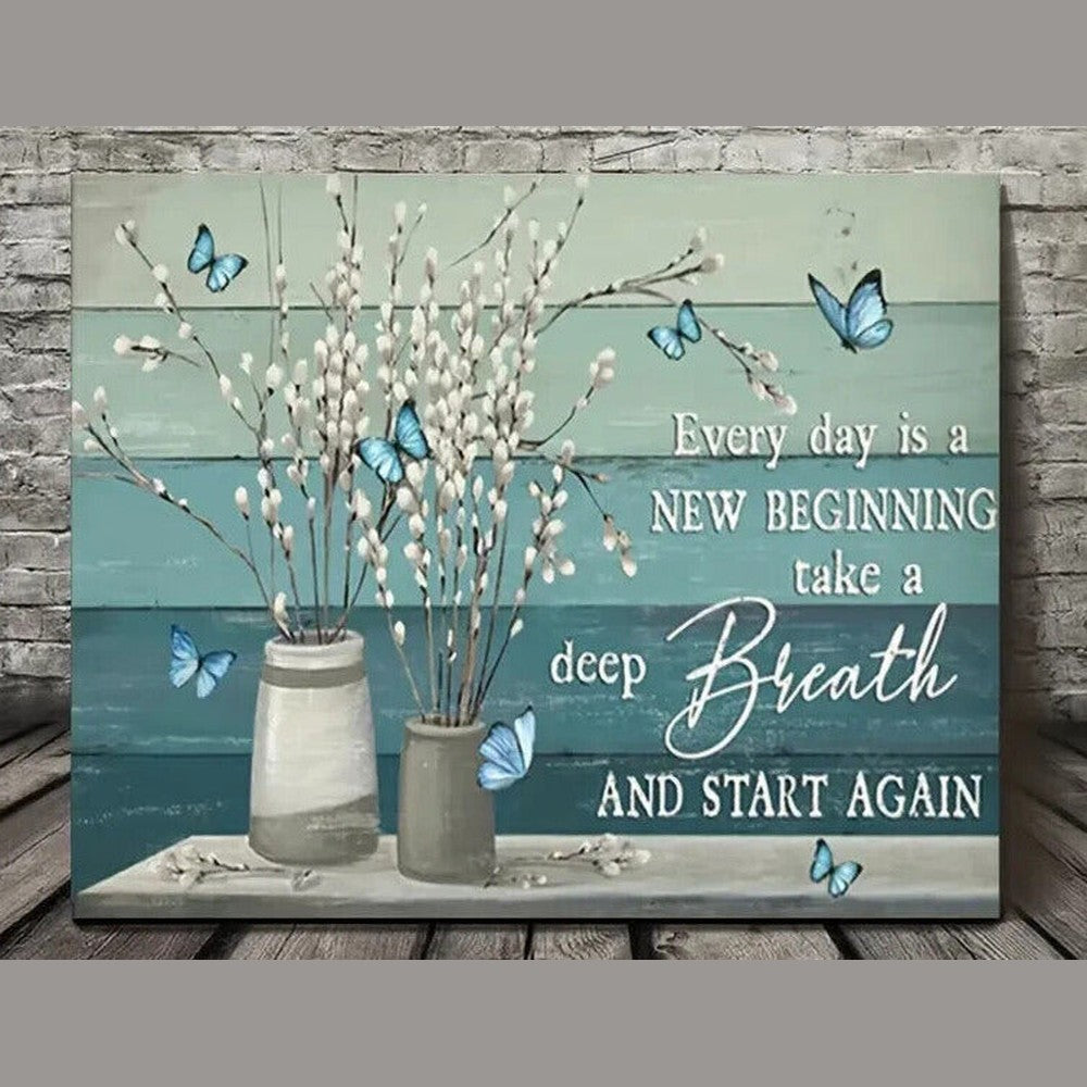 Every Day Is A New Beginning 11.8" x 15.7" Framed Canvas Wall Art NEW! Home & Garden:Home Décor:Posters & Prints Style Your Walls